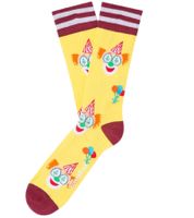 6 Paar Moustard Baumwoll-Socken mit tierischen, blumigen und Retro-Prints gemusterte lange Strümpfe Grau/Grün/Blau/Rosa/Gelb