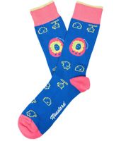 6 Paar Moustard Baumwoll-Socken mit tierischen, blumigen und Retro-Prints gemusterte lange Strümpfe Grau/Grün/Blau/Rosa/Gelb