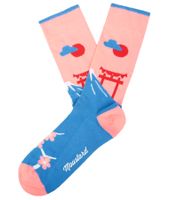 6 Paar Moustard Baumwoll-Socken mit tierischen, blumigen und Retro-Prints gemusterte lange Strümpfe Grau/Grün/Blau/Rosa/Gelb