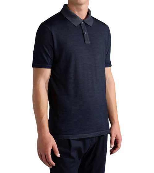 Polo d'été PAUL & SHARK pour homme en 100 % laine vierge Polo à manches courtes teint en pièce 13311700 050 Bleu foncé