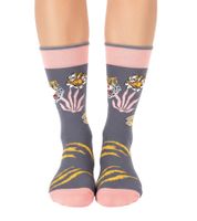 1 paio di calzini di cotone Bengala color senape con motivo tigre del Bengala calzini lunghi 22S-BENGAL grigio/rosa