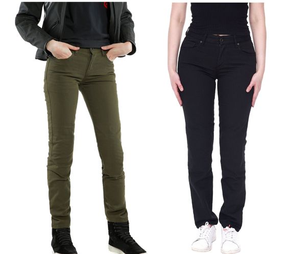 DAINESE Classic Slim Lady Tex women's motorcycle pants with Pro-Shape 2.0 protectors Motorcycle jeans Motorsport pants 202755152 Black or Green