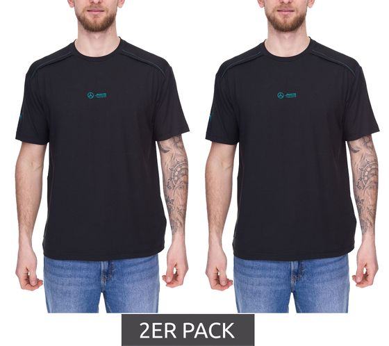 Pack of 2 Puma X Mercedes-Benz AMG Petronas F1 Cloudspun Men's T-Shirt with Logo Lettering 621135 01 Black