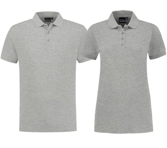 Polo SANTINO Mathias de algodón orgánico Polo con tapeta de 3 botones Camisa de manga corta jaspeada 180 gr/m2 Gris