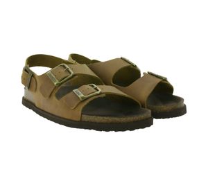 Scholl Gaston Sandali da uomo in vera pelle Sandali estivi con plantare in sughero F31198 1175 Marrone