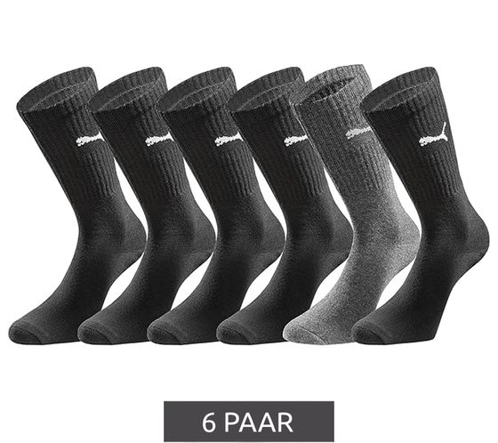 6 paires de chaussettes de sport PUMA avec zone du pied rembourrée, chaussettes de tennis, chaussettes respirantes, ceinture extra douce 701224759 001 Noir/Anthracite