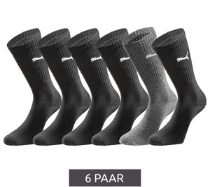 6 paia di calzini sportivi PUMA con imbottitura nella zona del piede, calzini da tennis, calzini traspiranti, elastico extra morbido in vita 701224759 001 Nero/Antracite