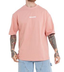 Chemise basique pour homme Sixth June Chemise en coton T-shirt Chemise à col rond Chemise à manches courtes M23701ETS Rose saumon