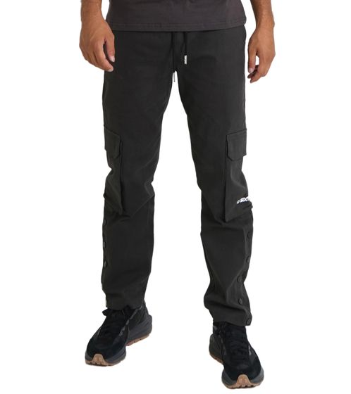 Pantaloni cargo da uomo Sixth June con bottoni alla caviglia Pantaloni in cotone con ampie tasche sulle gambe 23340-SBLA Nero