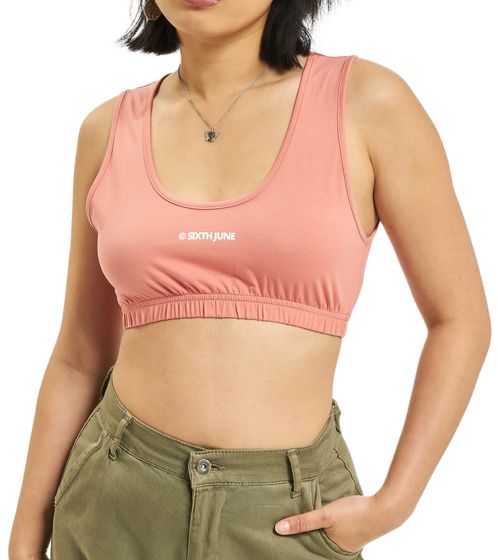 Sixth June Printed Logo Bra women's bra with elastic waistband sporty top 32950 salmon pink