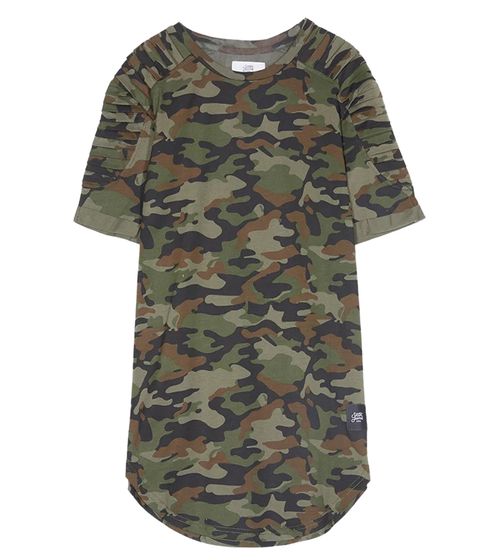 Sixth June Herren T-Shirt im Camouflage-Look Baumwoll-Shirt Kurzarm-Shirt M3218CTS Grün/Schwarz