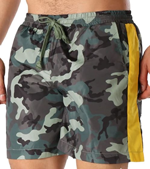 Sixth June men's swim shorts, swim trunks in camouflage look, swimwear M3205VSS green/yellow