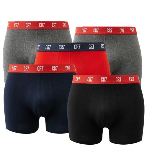 5er Pack CR7 CRISTIANO RONALDO Basic Trunk Herren Boxershorts atmungsaktive Baumwoll-Unterhose Unterwäsche 300-8125-49-2316 Rot/Grau/Navy/Schwarz