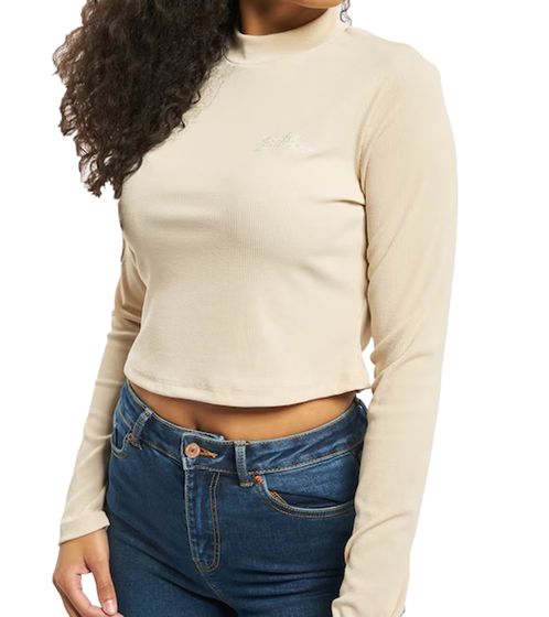 Pull court à broderie signature pour femme Sixth June W3953KTO Beige