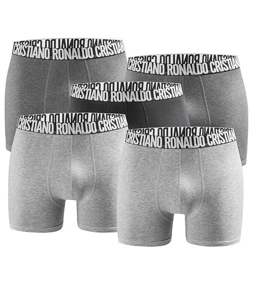 5er Pack CR7 CRISTIANO RONALDO Basic Trunk Herren Boxershorts atmungsaktive Baumwoll-Unterhose Unterwäsche 300-8125-49-2312 Grau/Anthrazit/Schwarz