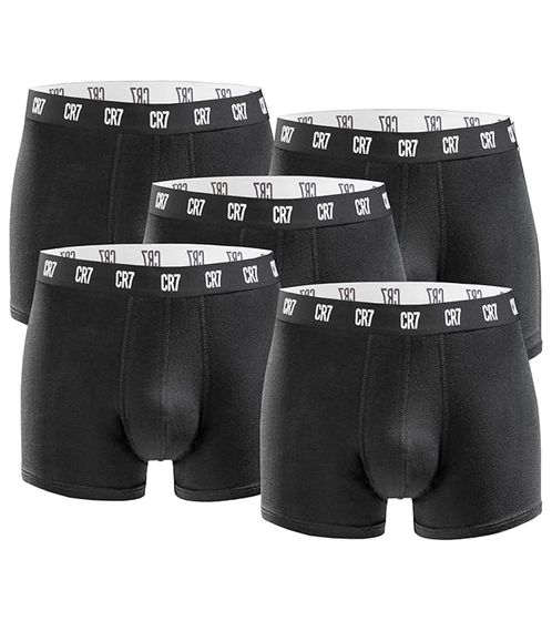 Confezione da 5 boxer da uomo CR7 CRISTIANO RONALDO Basic Trunk in cotone traspirante, mutande, intimo 300-8125-49-2900, nero/bianco