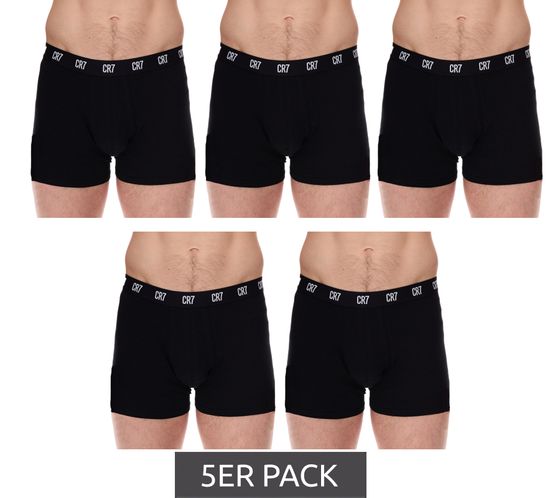 Confezione da 5 boxer da uomo CR7 CRISTIANO RONALDO Basic Trunk in cotone traspirante, mutande, intimo 300-8125-49-2900, nero/bianco