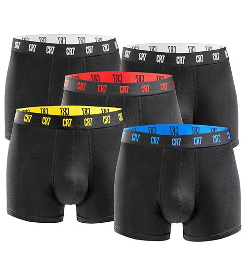 Confezione da 5 boxer da uomo CR7 CRISTIANO RONALDO Basic Trunk in cotone traspirante, mutande, intimo 300-8125-49-2314 nero/colorato