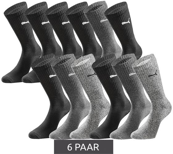 6 pares de calcetines deportivos PUMA con zona del pie acolchada, calcetines de tenis, calcetines transpirables, cinturilla extra suave 701224759 Negro/Antracita/Gris