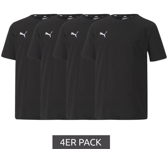 4er Pack PUMA TeamGoal 23 Casual Kinder Sport-Shirt für Jungen & Mädchen Baumwoll T-Shirt mit Logo-Stickerei 656709 03 Schwarz