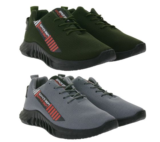 BEYOND THE RAINBOW Casual Sneakers with NASA Lettering, Everyday Shoes, Sneakers GNS-524 Gray/Red or Dark Green/Red