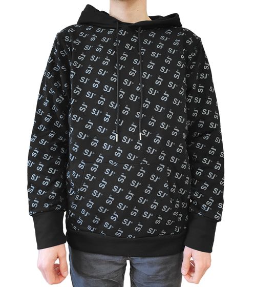 Sixth June Allover Printed Herren Hoodie mit Allover-Initialen-Print Baumwoll-Pullover Kapuzen-Sweater 22662 Schwarz