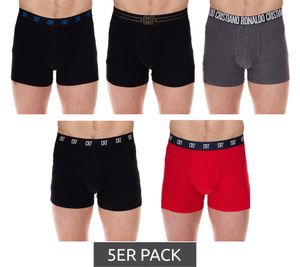 5er Pack CR7 CRISTIANO RONALDO Basic Trunk Herren Boxershorts atmungsaktive Baumwoll-Unterhose Unterwäsche 300-8125-49 Rot/Grau/Navy/Schwarz/Bunt/Gold