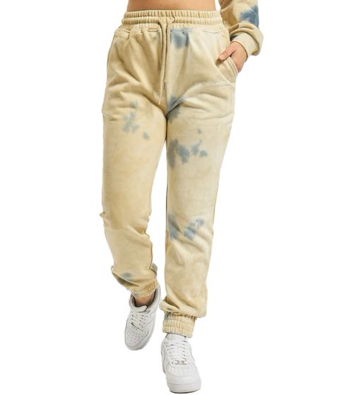 Pantalon de jogging femme Tie Dye Sixth June au look batik Pantalon de sport avec petit logo imprimé Pantalon de fitness 32701 beige