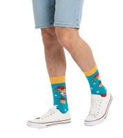 1 paire de chaussettes en coton moutarde Jack in the Box Box Devil Design rayées longues bas 20S-JACK Rouge/Jaune/Bleu