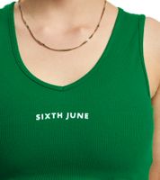 Haut court côtelé en coton pour femme de Sixth June - Haut d'été W33816KTO-GREE - Vert