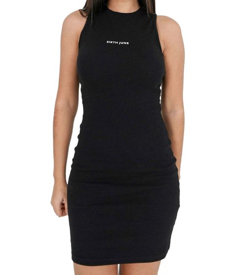 Sixth June Damen Mini-Kleid ärmelloses Sommer-Kleid Baumwoll-Kleid W4268KDR Schwarz