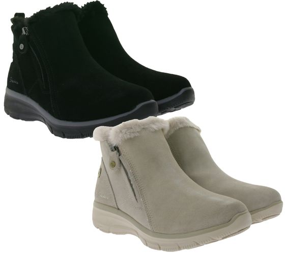 SKECHERS Women's Easy Going High Zip 2 Ankle Boots with Air-Cooled Memory Foam Winter Shoes Waterproofed 168042 Beige or Black