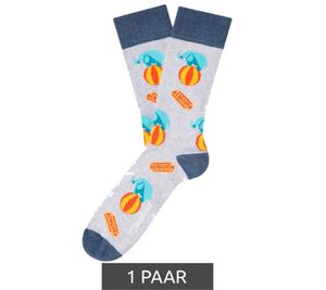 1 Paar Moustard Elefanten Circus Herren Baumwoll-Socken mit Allover-Print gemusterte lange Strümpfe 20SELEPCIRC-M Grau/Blau