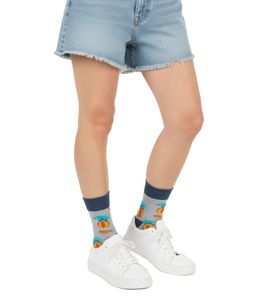 1 Paar Moustard Elefanten Circus Herren Baumwoll-Socken mit Allover-Print gemusterte lange Strümpfe 20SELEPCIRC-M Grau/Blau