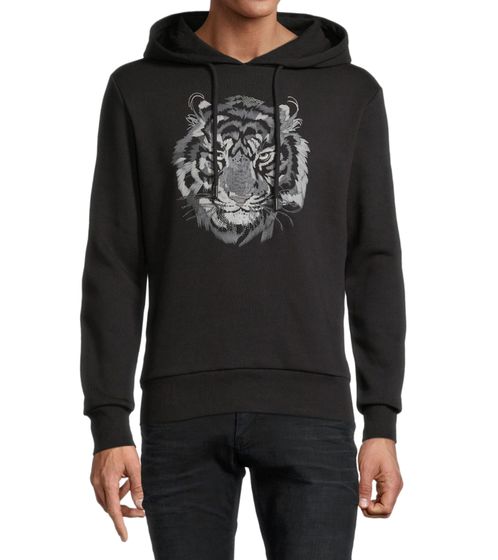 COURSE Sudadera con capucha para hombre con estampado de tigre Suéter con capucha de algodón 906851 Negro