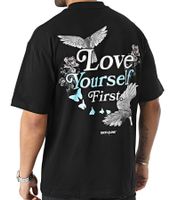 Sixth June T-shirt da uomo in cotone con grande stampa sul retro, manica corta, M23698ETS, nero