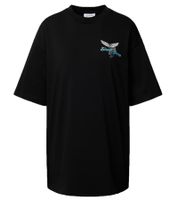 Sixth June T-shirt da uomo in cotone con grande stampa sul retro, manica corta, M23698ETS, nero