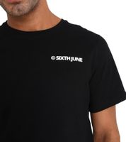 Sixth June Youth Culture Herren T-Shirt mit Flammen und Globus-Rückenprint Rundhals-Shirt Kurzarm-Shirt 23331 Schwarz