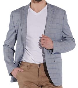 Chaqueta de negocios para hombre de Steffen Klein, chaqueta a cuadros, chaqueta de moda de negocios de corte entallado, 900160 gris