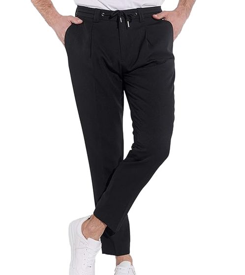 Pantalón de vestir para hombre Steffen Klein, pantalón jogger con pinzas y cordón, 901719 negro