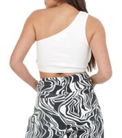 Sixth June Asymmetric women's cotton shirt, summer shirt with one strap, crop shirt W33898KTO white