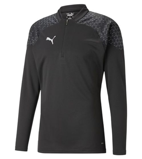 PUMA teamCup Herren Troyer-Pullover mit DryCell-Technologie Trainings-Shirt grafischem Design Sport-Shirt Fitness-Pullover Sport-Ausrüstung 657982 03 Schwarz