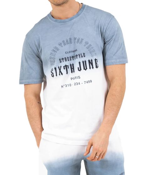 T-shirt en coton pour homme de Sixth June Sooner Than You Think avec dégradé de couleurs, col rond, manches courtes, 22184 Bleu/Blanc