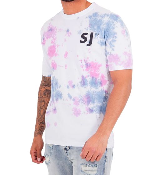 T-shirt imprimé batik pour homme de Sixth June, chemise tie-dye imprimée avec logo, chemise en coton à col rond, 22178 Blanc