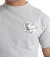 T-shirt pour homme avec logo cœur brodé Sixth June et épingle en métal amovible en coton à col rond 43117 Gris