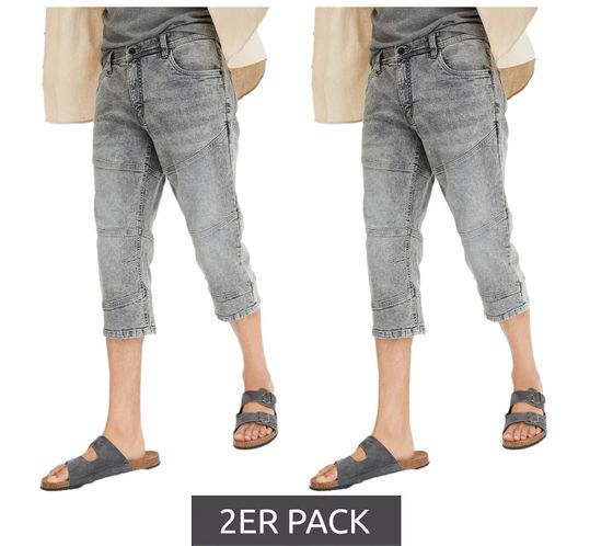 2er Pack bequeme Herren 3/4-Jeans nachhaltige Baumwoll-Hose Denim-Hose 909323 Grau