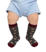 1 paires de chaussettes en coton Moustard Owl avec imprimé hibou all-over chaussettes longues 20S-OWL gris/rouge/beige