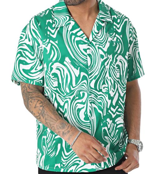 Sixth June Beach Shirt Chemise homme avec imprimé psychédélique Chemise à manches courtes Col à revers M23641PSH Vert