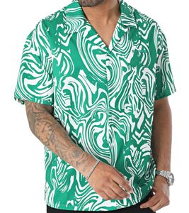 Sixth June Strand Hemd Herren Hemd mit psychedelischem Print Kurzarm-Shirt Reverskragen M23641PSH Grün Sixth June Strand Hemd Herren Hemd mit psychedelischem Print Kurzarm-Shirt Reverskragen M23641PSH Grün