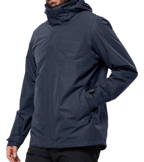 JACK WOLFSKIN Luntal 3in1 Jkt giacca doppia da uomo giacca outdoor idrorepellente con cappuccio e isolamento PRIMALOFT 1116251_1010_003 Blu scuro